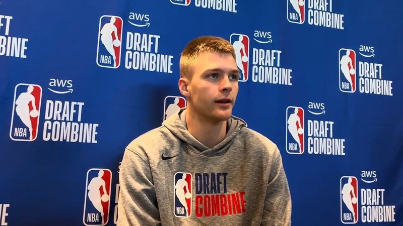 Bennett Stirtz meets with media on May 13, 2026, while at the NBA Draft Combine.