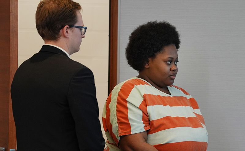 Pieper Lewis enters the courtroom for her probation revocation hearing on May 15, 2026, in Des Moines.