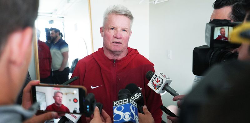 Iowa State women’s basketball head coach Bill Fennelly talks to media during Cyclone Tailgate Tour at Curate on may 18, 2026, in Des Moines, Iowa.