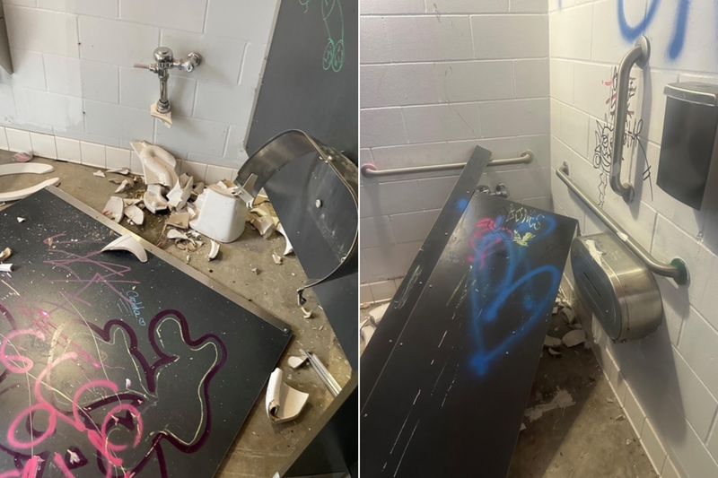 The bathrooms at Lauridsen Skatepark in Des Moines are closed until further notice after "extreme vandalism" left them unusable.