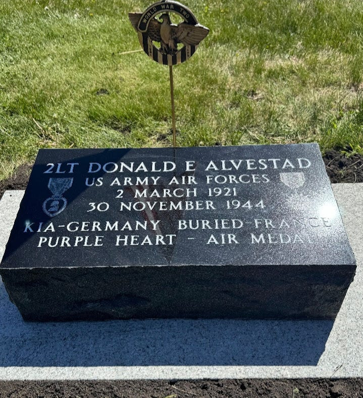 On Memorial Day, Roland Legion Post 307 will dedicate a memorial marker for 2nd Lt. Donald E. Alvestad, a Roland native and B‑17 co‑pilot during World War II, who was killed in action in 1944.
