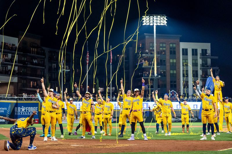 The Savannah Bananas perform at the end of their game held at Covenant Health Park in downtown Knoxville on May 21, 2026.