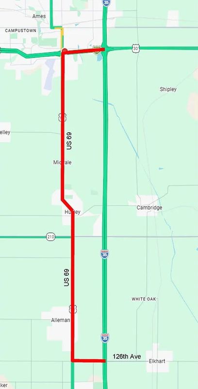 Southbound I-35 will be closed on Wednesday night, May 27.