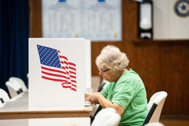 Sandy Talarico votes in the Iowa primary election on June 2, 2026, at the Bellizzi Mac-Rae American Legion Post #659 in Des Moines.
