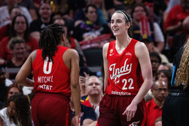 Jun 4, 2026; Indianapolis, Indiana, USA; Indiana Fever guard Caitlin Clark (22) looks on in the second half against the Atlanta Dream at Gainbridge Fieldhouse. Mandatory Credit: Trevor Ruszkowski-Imagn Images