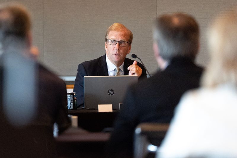 Iowa Board of Regents President Robert Cramer speaks June 15, 2026 during a meeting in Iowa City, Iowa.