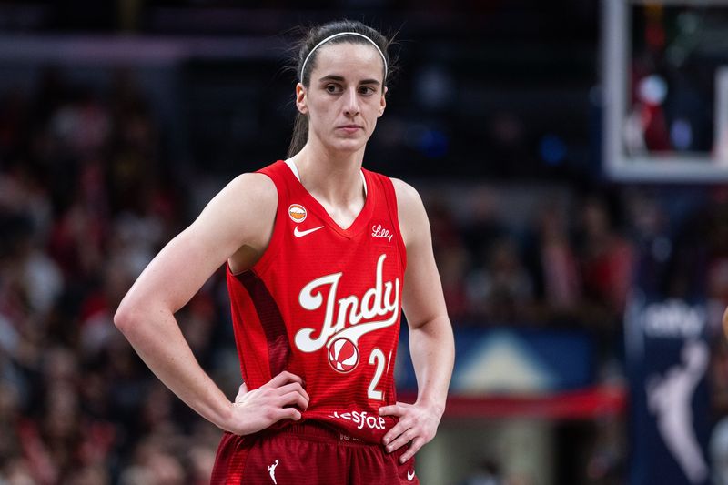 Jun 18, 2026; Indianapolis, Indiana, USA; Indiana Fever guard Caitlin Clark (22) in the first half against the Atlanta Dream at Gainbridge Fieldhouse. Mandatory Credit: Trevor Ruszkowski-Imagn Images
