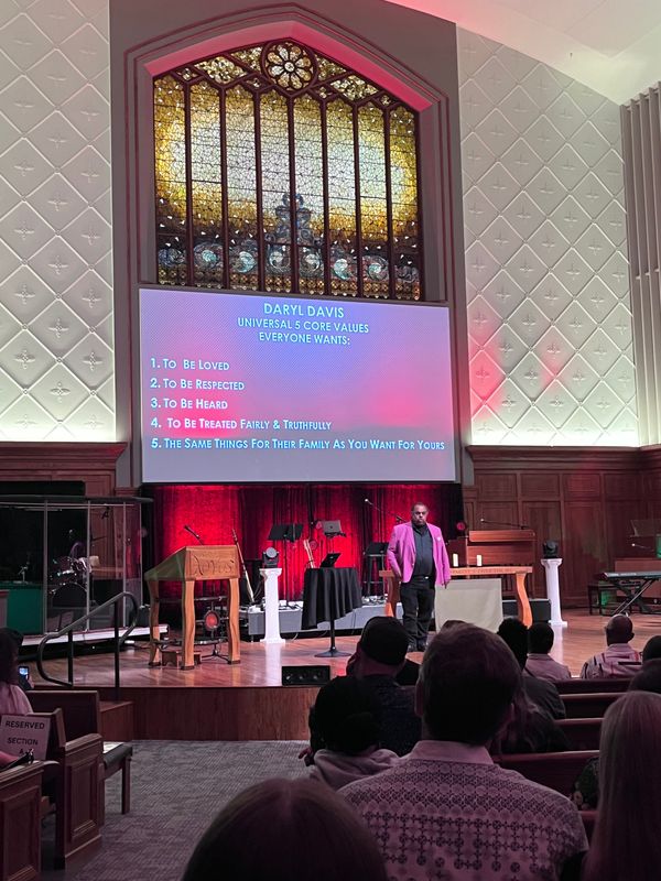 Daryl Davis, an activist and musician, speaks about how to have difficult conversations and build bridges with others at a Juneteenth event at the Lutheran Church of Hope+Elim on Friday, June 19, 2026.