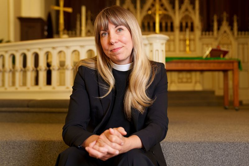 State Sen. Sarah Trone Garriott stands for a portrait a the Capitol Hill Lutheran Church Thursday, June 25, 2026 in Des Moines. She is a Lutheran Minister campaigning in Iowa's 3rd Congressional District. She has served as both a hospital chaplain and congregational pastor.