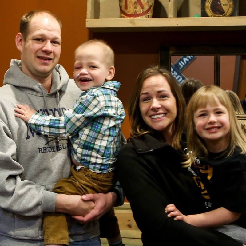 Josh, Drew, Heidi and Molly Becker pose for a photo. After Drew died from neuroblastoma in 2017, Heidi and Josh founded Warrior Wagons to help other families.