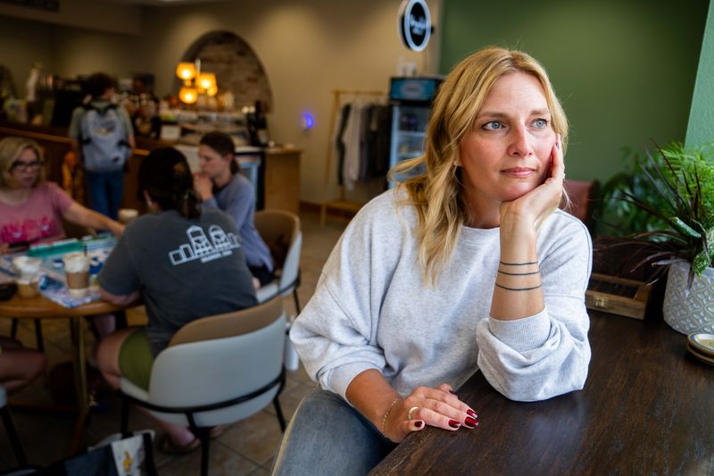 Vintage Road Coffee Co. owner, Melanie Clark, poses for a photo on July 9, 2026, in Granger, Iowa.