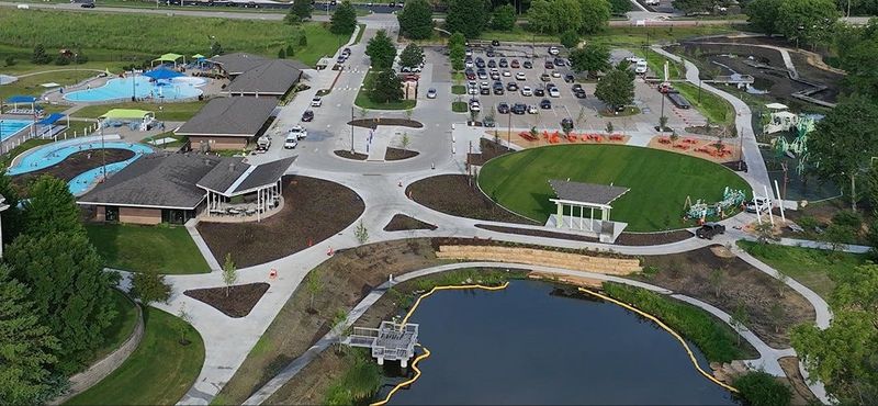 An overview of Greenbelt Landing in Clive, a new green space opening Friday, July 17, 2026.