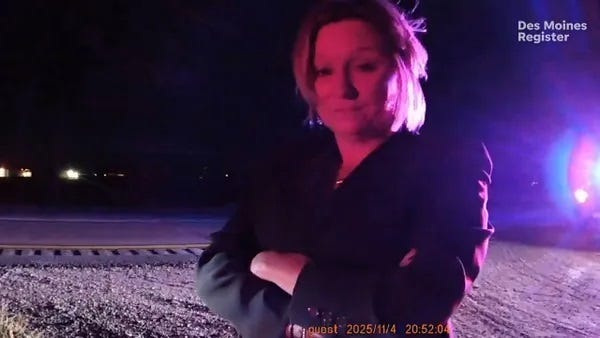 Judge Adria Kester is seen on an officer's body cam during her OWI arrest in November 2025 near Ogden.