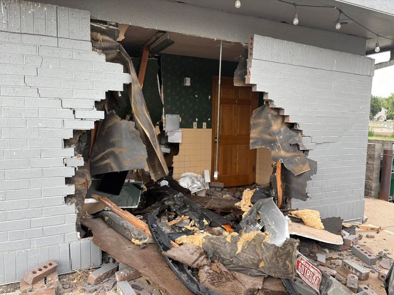 A car crashed into the side of The Ducktail Lounge in July 27 in Clive, IA.