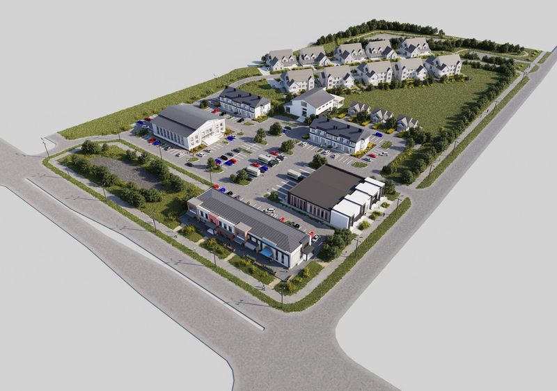 A rendering of the Harvest Academy campus. Phase one of the project is expected to be completed in 2027.