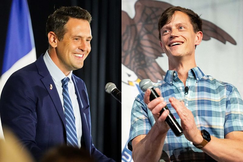 From left: Republican gubernatorial candidate Zach Lahn and Democratic gubernatorial candidate Rob Sand.