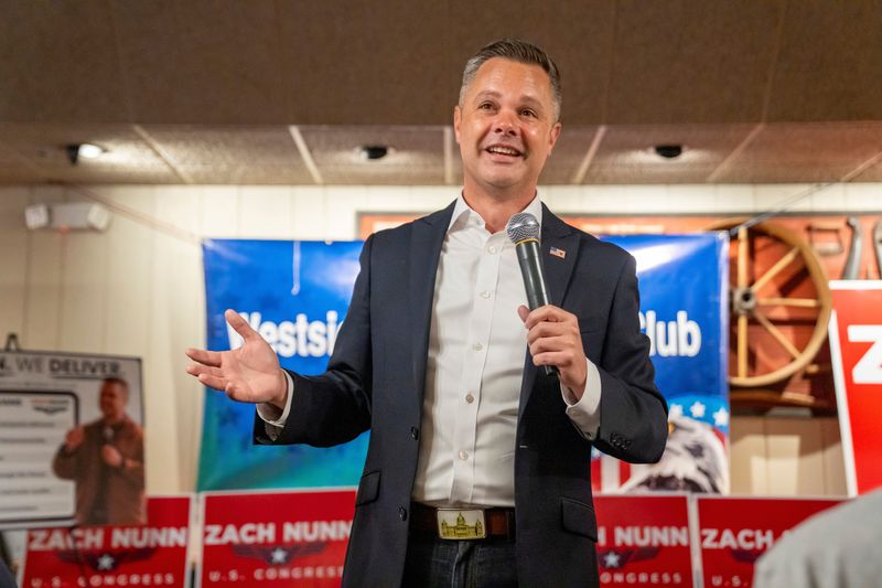 Republican U.S. Rep. Zach Nunn meets with the Westside Conservative Club Wednesday, Aug. 12, 2026 in Urbandale, IA.