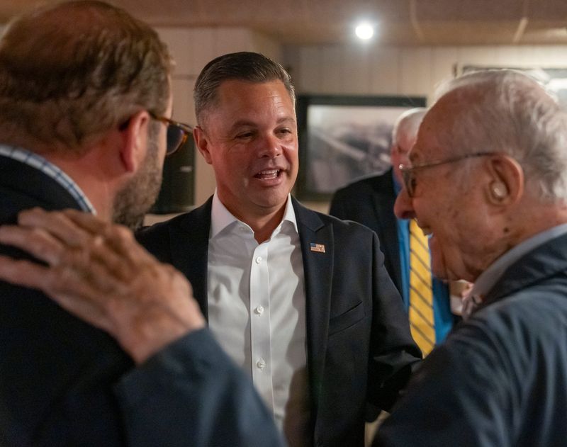 Republican U.S. Rep. Zach Nunn meets with the Westside Conservative Club Wednesday, Aug. 12, 2026 in Urbandale, IA.