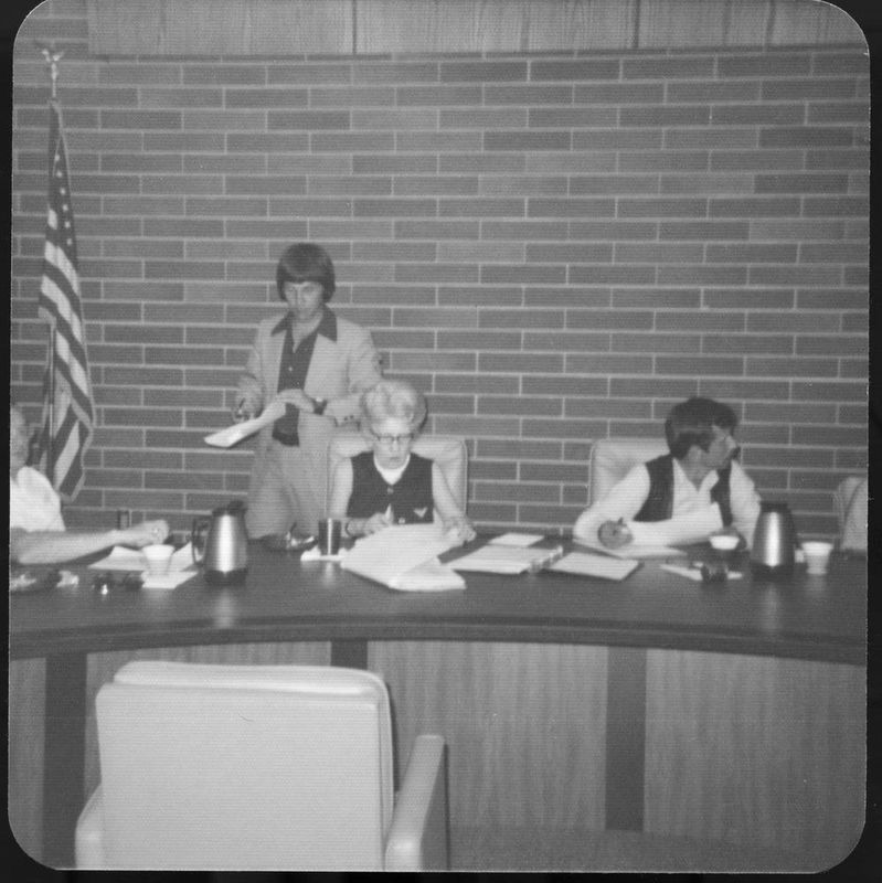 Longtime Coralville City Attorney Donald Diehl is seen helping the council at the time during the lease signing of the old city hall.