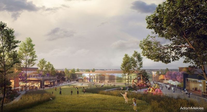 This 2021 concept design of the Norwalk Central development shows the city's vision for the project. The site includes 620 acres located off of state Highway 28 and south of Beardsley Street in east-central Norwalk.