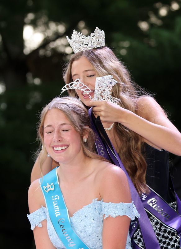 Belle Werner of Tama County wins the 2026 Iowa State Fair Queen during the annual Iowa State Fair Queen Coronation on the Anne and Bill Riley Stage at the Iowa State Fair on Saturday, August 15, 2026, in Des Moines.