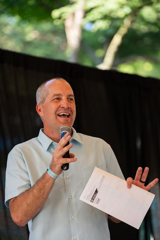 Iowa Secretary of Agriculture Mike Naig speaks at the Farm to Fair picnic at the Iowa State Fair on Aug. 16, 2026, in Des Moines.
