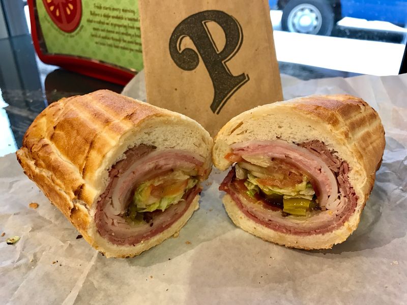 Potbelly Sandwich's signature sandwich, A Wreck, features turkey breast, hickory smoked ham, Angus roast beef, salami and Swiss.