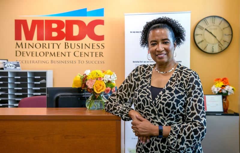 Denise Moore, former Peoria City Council member and CEO/Founder of the Peoria Chapter of the Black Business Alliance stands inside the Minority Business Development Center, 2139 SW Adams Street in South Peoria.