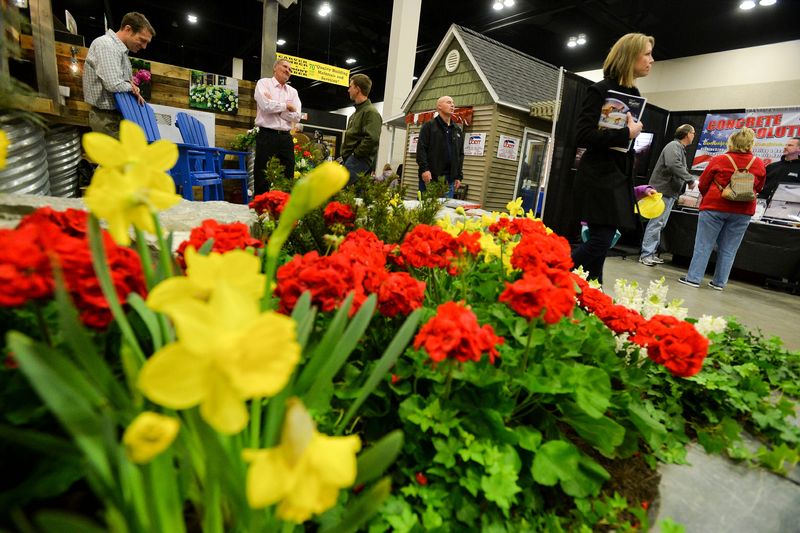 Flowers decorate a display at the Official Spring Home Show on Friday.