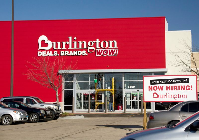Construction crews complete work Wednesday, Nov. 15, 2023, outside Burlington Coat Factory's new Rockford location at 6350 E. State St. The store opens Friday, Nov. 17, 2023.