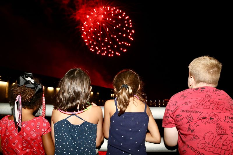 Thousands gather Thursday, July 4, 2024, in downtown Rockford for the city's annual Fourth of July fireworks show, put on each year by the Rockford 4th of July Civic Committee.