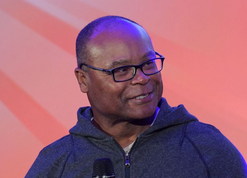 Oct 22, 2016; London, United Kingdom; Mike Singletary during NFL Fan Rally at the Victoria House prior to game 16 of the NFL International Series between the New York Giants and the Los Angeles Rams. Mandatory Credit: Kirby Lee-USA TODAY Sports