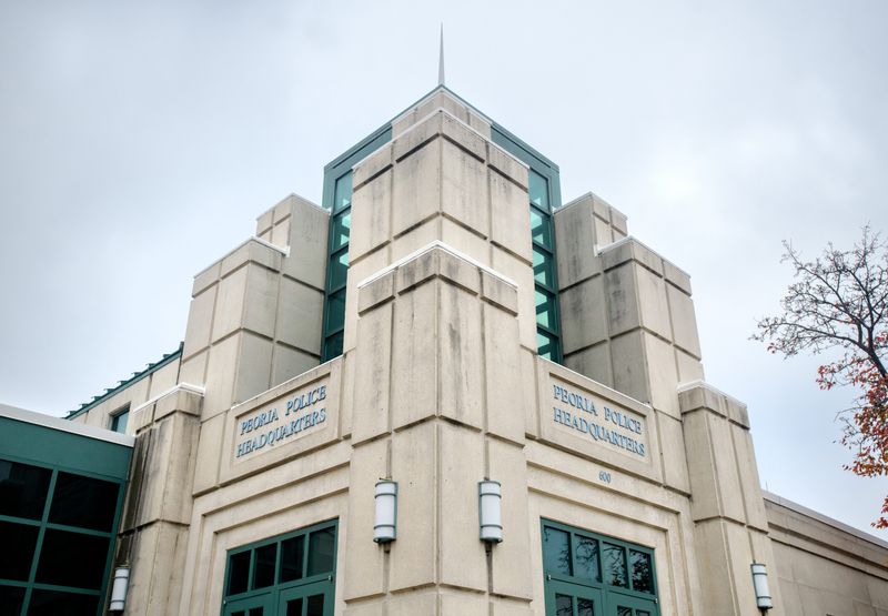 The Peoria Police Department headquarters at 600 SW Adams Street in downtown Peoria.