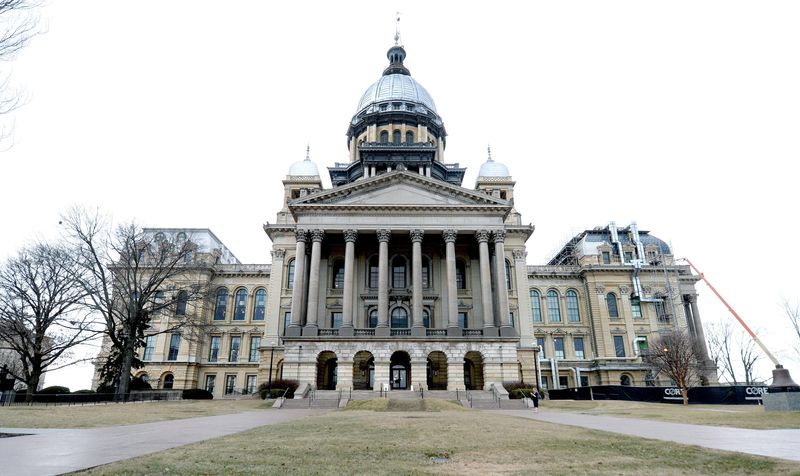 Front view of the Illinois State Capitol on Wednesday, Feb. 26, 2025, in Springfield.