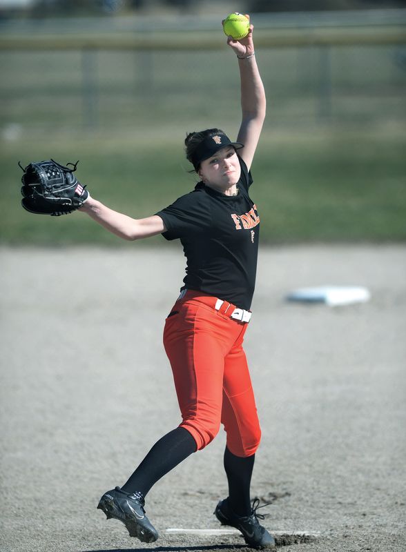 Lily Woodworth pitches during practice at Buffalo Tri-City High School Thursday, March 20, 2025.