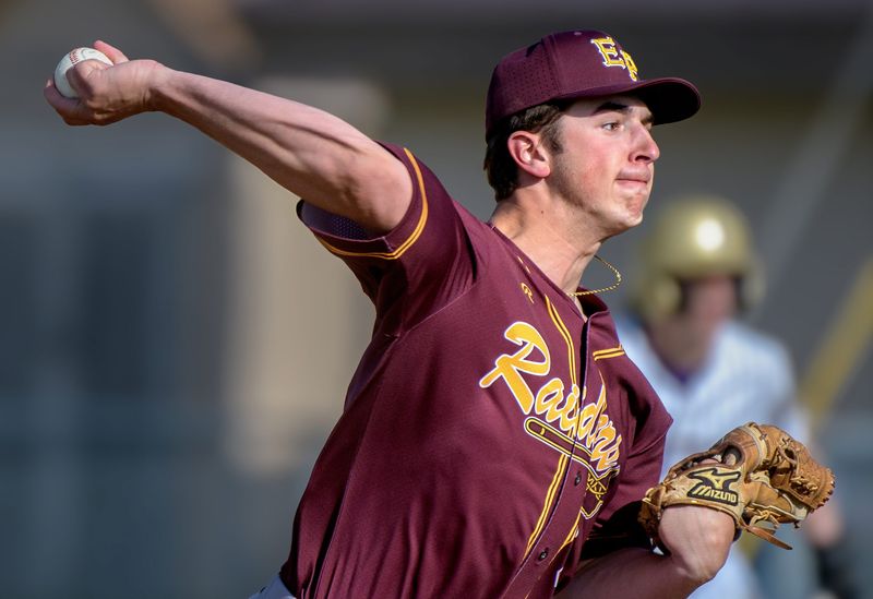 East Peoria’s R.J. Duncheon pitches against Canton on Monday, April 14, 2025 at Canton High School. The Raiders defeated the Little Giants 12-1 in five innings.