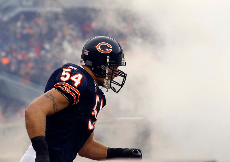 Dec 26, 2010; Chicago, IL, USA; Chicago Bears linebacker Brian Urlacher (54) takes the field against the New York Jets at Soldier Field. Mandatory Credit: Mike DiNovo-USA TODAY Sports