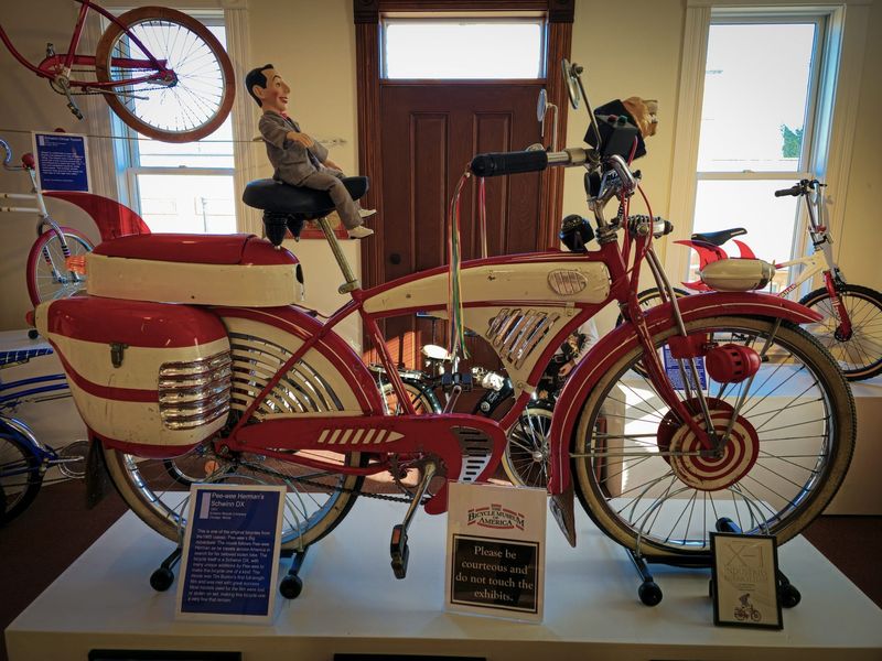 One of the few Pee Wee Herman bikes known to exist. According to information on the display, most of them vanished from the movie set after the filming of “Pee Wee’s Big Adventure.” This bicycle has been loaned to the Cincinnati Art Museum for the summer.