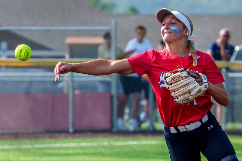 Metamora shortstop Kaidance Till throws to first base for an out against Pontiac in the second inning of the Class 2A softball sectional title game Friday, June 6, 2025 at Eastside Centre. The Redbirds fell to the defending state champs 1-0.