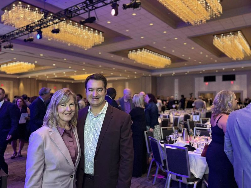 Melissa Hortman, a former assembly speaker and her husband, Mark, pose for a photograph at the annual Humphrey-Mondale Dinner in Minneapolis, Minnesota, U.S., June 13, 2025. A gunman posing as a police officer killed the senior Democratic state assemblywoman and her husband on June 14, 2025 in an apparent "politically motivated assassination."