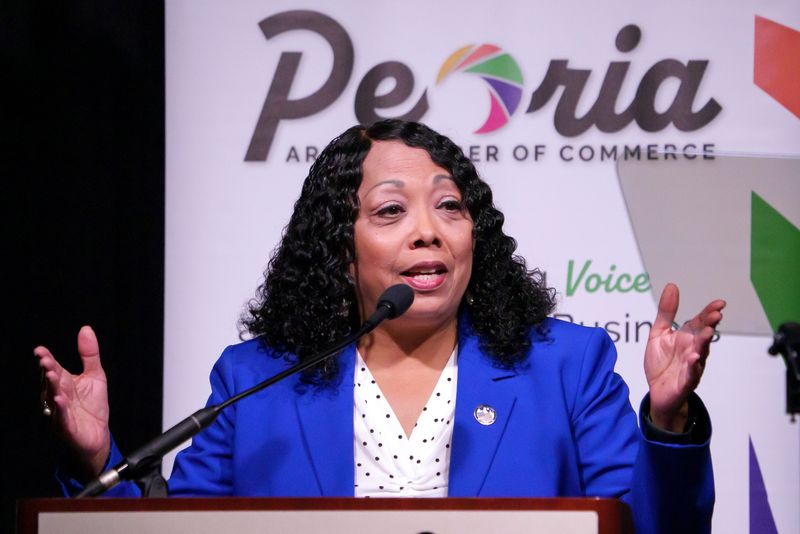 Peoria Mayor Rita Ali shares her annual State of the City address during a Peoria Area Chamber of Commerce luncheon Thursday, June 26, 2025 at the Peoria Civic Center.