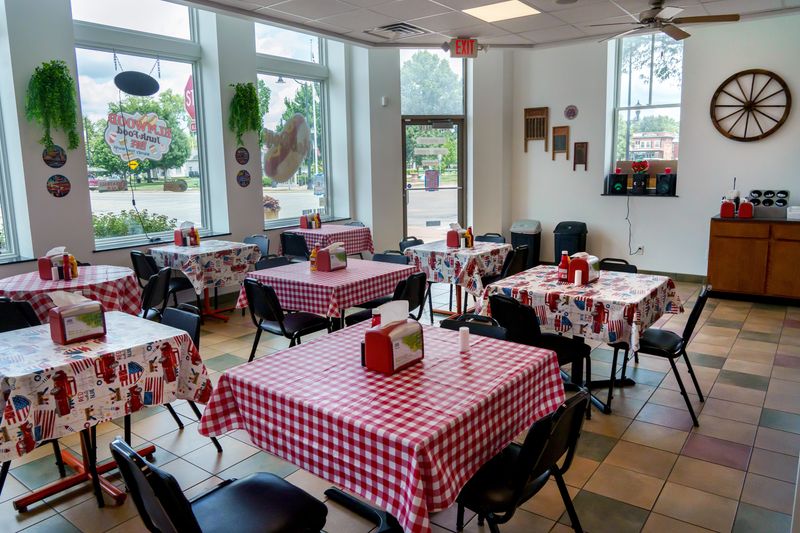 The Elmwood Junk Food Café features a spacious dining room in a historic building at the corner of Main and Magnolia streets in Elmwood.