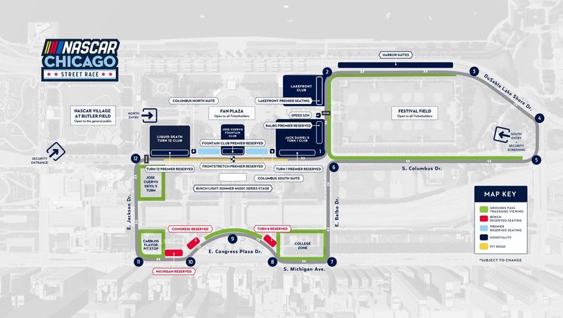 2025 NASCAR Chicago Street Race course layout.