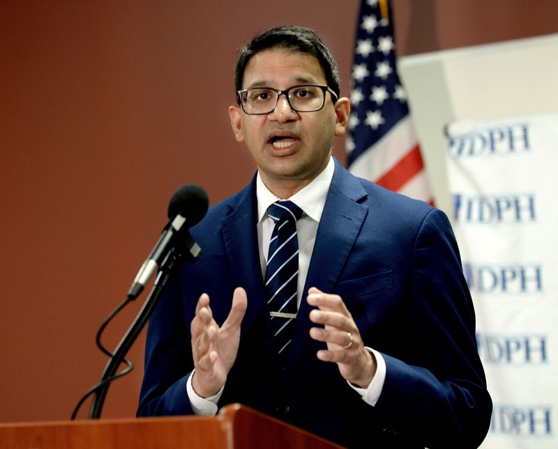 Illinois Department of Public Health Director Sameer Vohra speaks during a press conference Friday, July 11, 2025, declaring the measles outbreak in Illinois is now over.