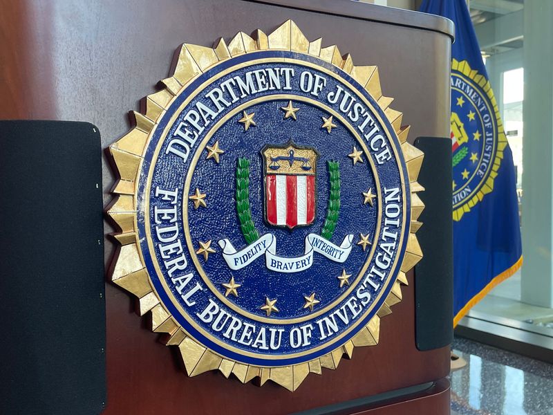 The FBI logo on a podium at the Cincinnati Field Office.