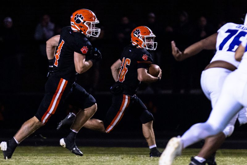Byron’s Andrew Talbert (16) runs down field during a game on Sept. 5, 2025, at Byron High School.