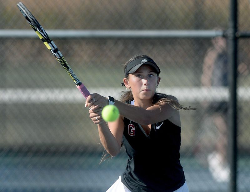 Chatham Glenwood's Ellie Surges during her doubles match Tuesday, Sept. 16, 2025.