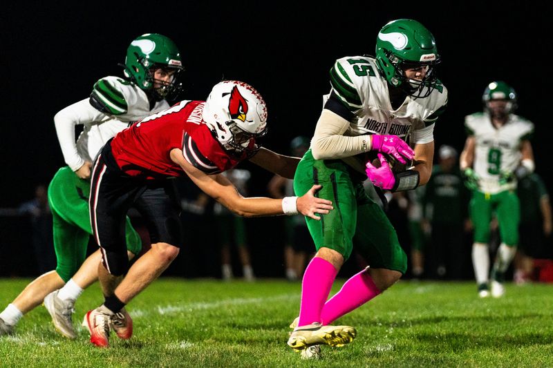 North Boone’s Connor Chamberlain (15) dodges Stillman Valley defense during a game on Oct. 17, 2025, at Stillman Valley High School.