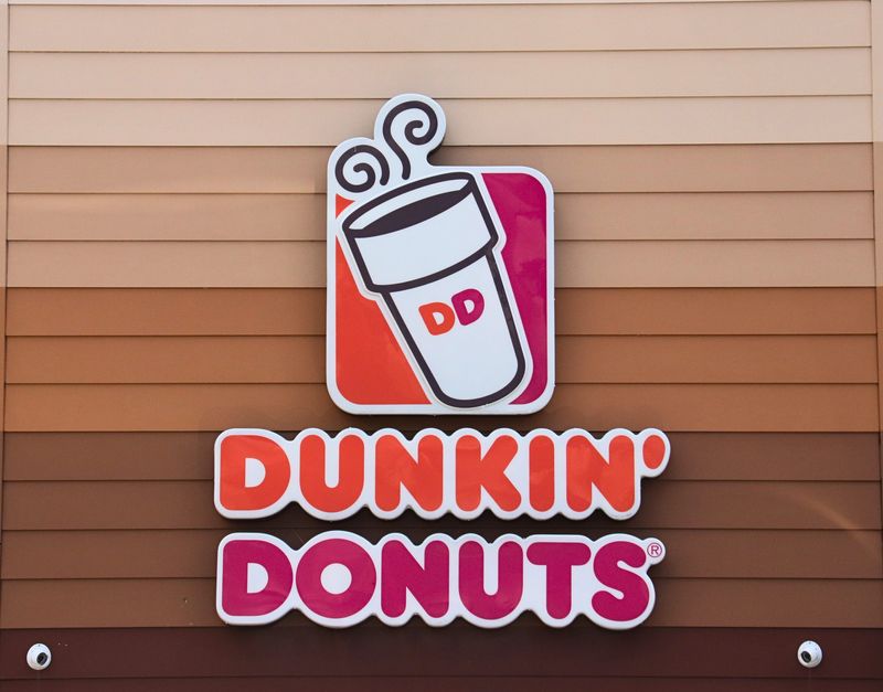 The storefront sign of a Dunkin' Donuts in Pontiac, Illinois was pictured on July 1, 2025.