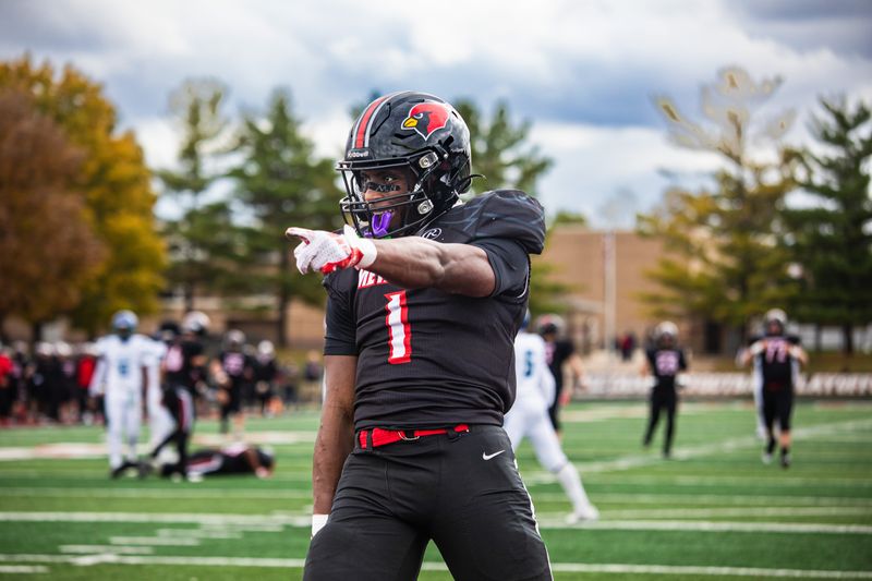 Metamora senior running back Jaiduan Cranford had reason to celebrate with two first-quarter touchdowns to help the Redbirds to a 62-14 victory over South Shore in an IHSA Class 4A first-round playoff game at Malone Field on Saturday, Nov. 1, 2025.